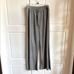 Gray Wide-Leg Lounge Pants with inside slits